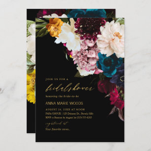 Invitation Fête des mariées PixDezines Fleurs Moody foncé