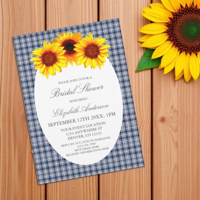 Invitation Fête des mariées Plaid Tournesol (Créateur téléchargé)