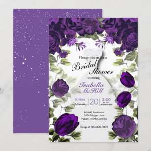 Invitation Fête des mariées - Plum Purple Fleurs Botaniques