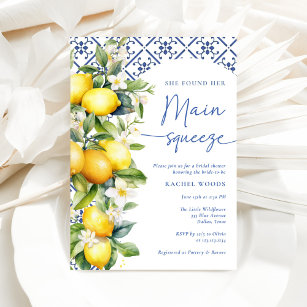 Invitation Fête des mariées principale au citron méditerranée