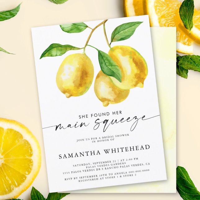 Invitation Fête des mariées principale d'agrumes de citron (Our lemon bridal shower invitation is the perfect way to add a touch of sweetness to your shower.)