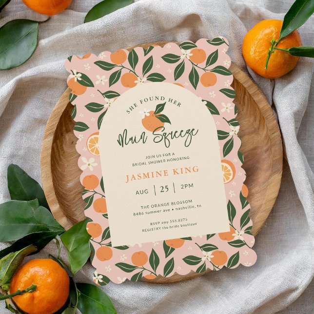 Invitation Fête des mariées principale d'agrumes oranges (Créateur téléchargé)