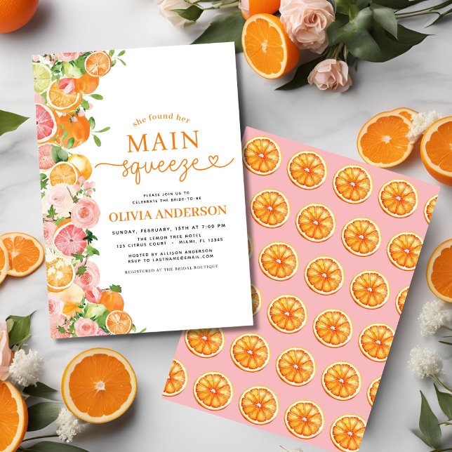 Invitation Fête des mariées principale de l'agrumes orange (Créateur téléchargé)