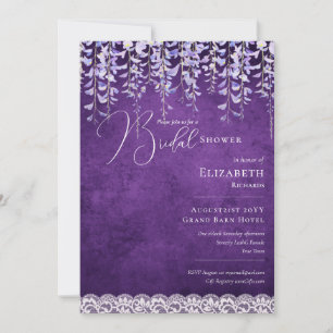 Invitation Fête des mariées Purple Wisteria Impression ou Inv