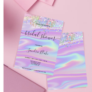 Invitation Fête des mariées Rainbow Holographic Parties scint