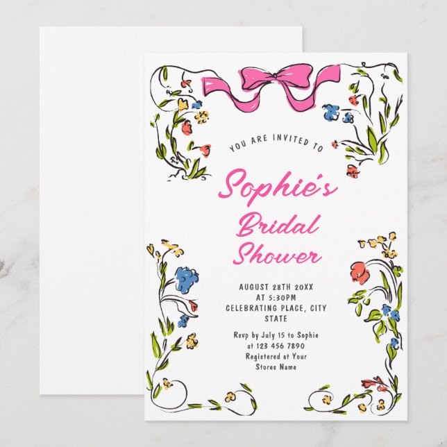 Invitation Fête des mariées rétro à griffes à main funky (Devant / Derrière)