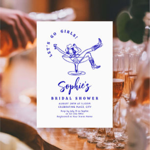 Invitation Fête des mariées rétro à griffes à main funky