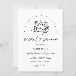 Invitation Fête des mariées rétro minimale à la main