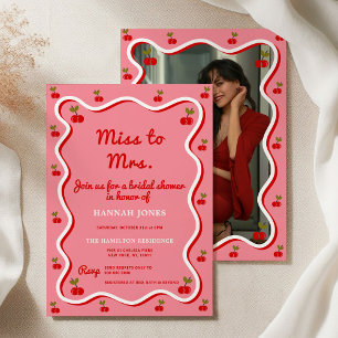 Invitation Fête des mariées Retro Pink Cherry Valentine