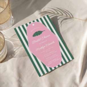 Invitation Fête des mariées Retro Pink Et Green Banana Leaf