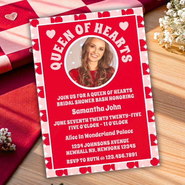 Invitation Fête des mariées Retro Queen Of Hearts Photo (Bridal Shower Invitation)