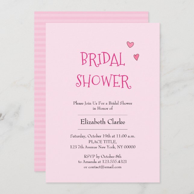 Invitation Fête des mariées romantique (Devant / Derrière)