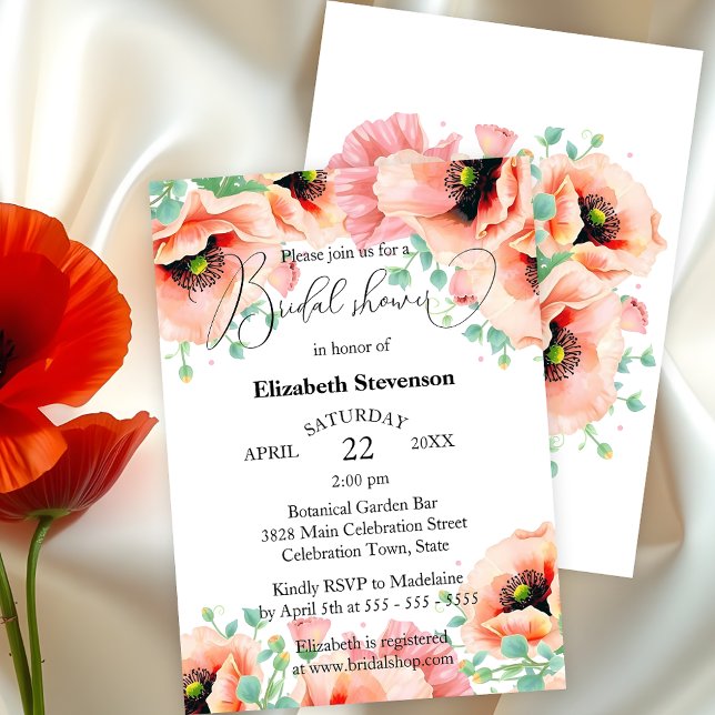 Invitation Fête des mariées Romantique aquarelle Fleurs de pa (Créateur téléchargé)