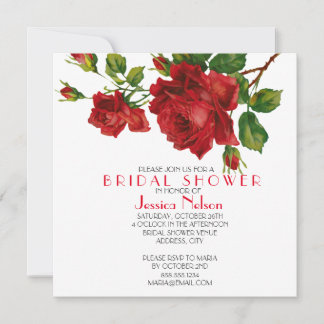 Invitation Fête des mariées romantique de Roses rouges