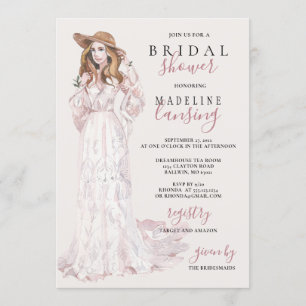 Invitation Fête des mariées romantique des mariées de Bohême
