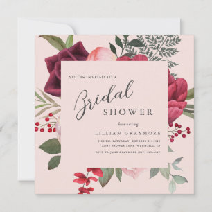 Invitation Fête des mariées romantique rose floral Bouquet