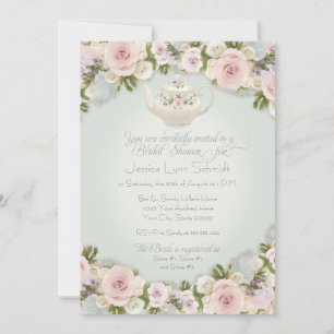 Invitation Fête des mariées Rose Blush Succulent Feuille Mint
