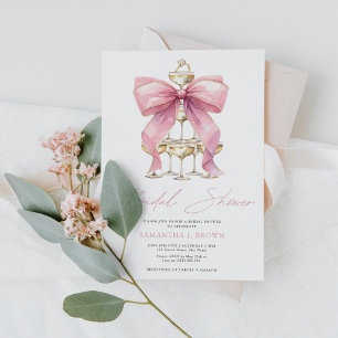 Invitation Fête des mariées rose Coquette Bow