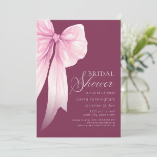 Invitation Fête des mariées rose Coquette Bow