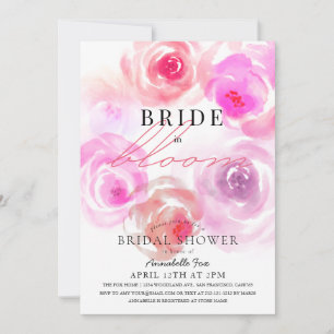 Invitation Fête des mariées Rose d'aquarelle en fleur