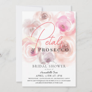 Invitation Fête des mariées Rose d'aquarelle Petals & Prosecc