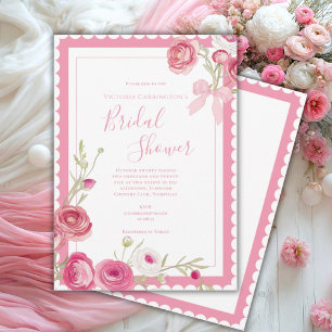 Invitation Fête des mariées rose florale élégante