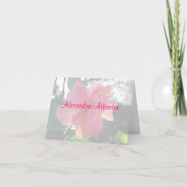 Invitation Fête des mariées Rose Flower Place Paramètre Nom T (Devant)