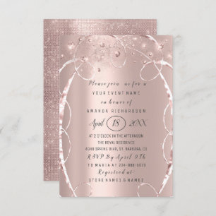 Invitation Fête des mariées Rose Gold Confetti Sweet 16e