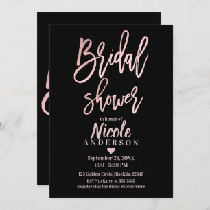 Invitation FÊTE DES MARIÉES Rose Gold Rose Pink Foil Script m