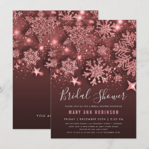 Invitation Fête des mariées rose Gold Winter Parties scintill