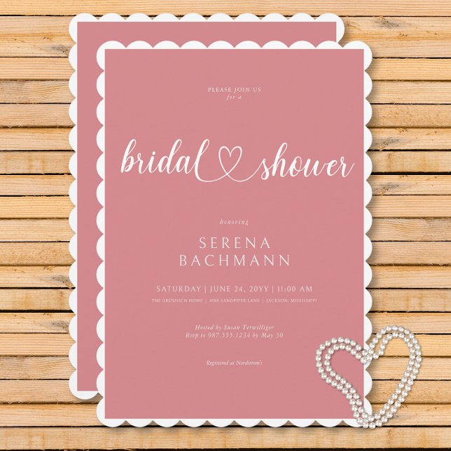 Invitation Fête des mariées rose minimale romantique moderne (Modern Romantic Minimal Pink Bridal Shower Invitation)