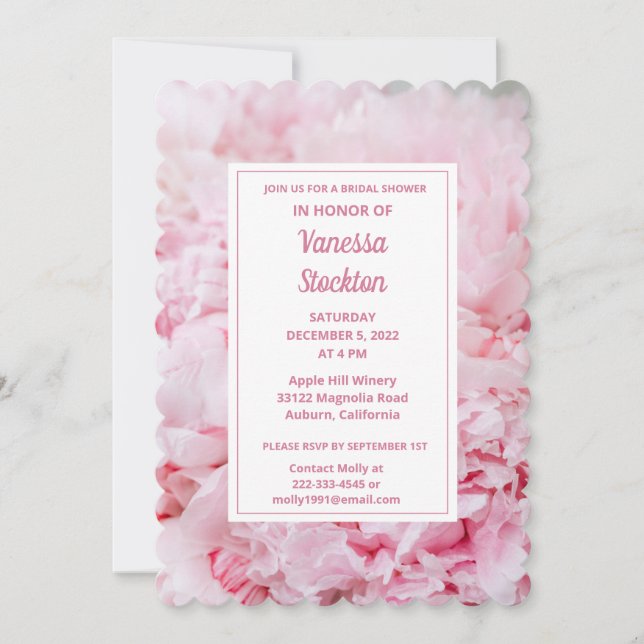Invitation Fête des mariées rose moderne (Devant)