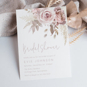 Invitation Fête des mariées Rose moderne Boho Dusty