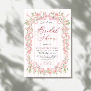 Invitation Fête des mariées Rose moderne de Bow rose