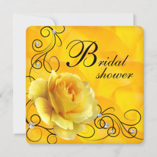 Invitation Fête des mariées rose noire et jaune