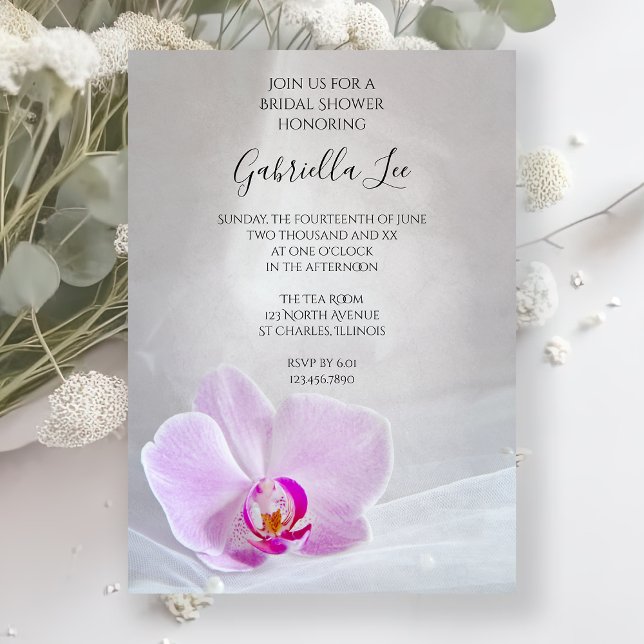 Invitation Fête des mariées rose orchidée et voile blanc (Créateur téléchargé)