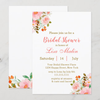 Invitation Fête des mariées rose pâle