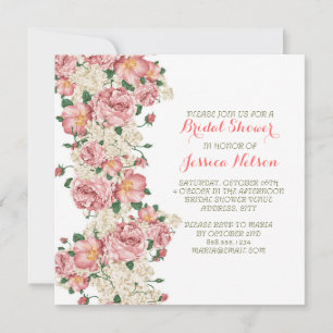 Invitation Fête des mariées Rose vintage Pink Garden