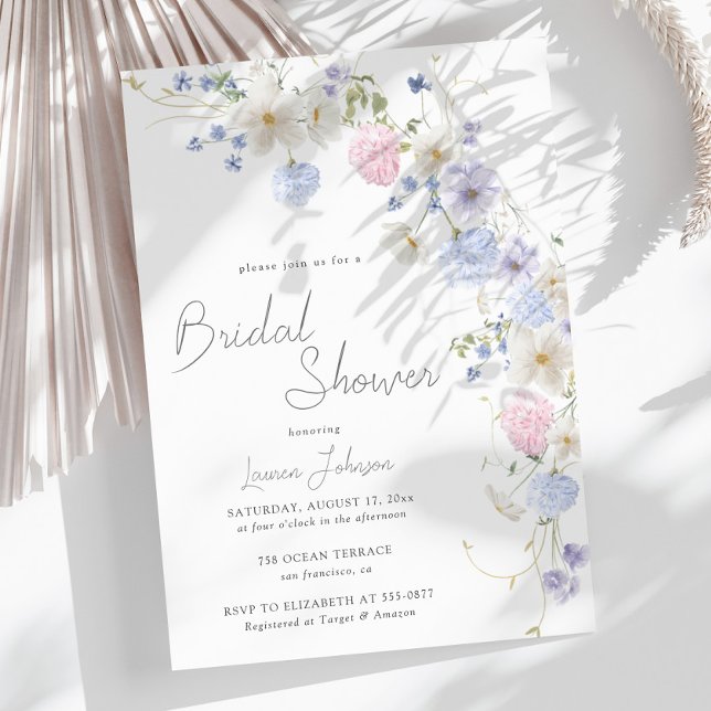 Invitation Fête des mariées rose violet Fleur sauvage printan (Créateur téléchargé)