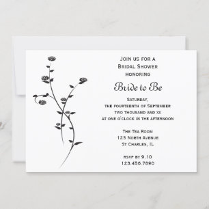 Invitation Fête des mariées Roses noires et blanches