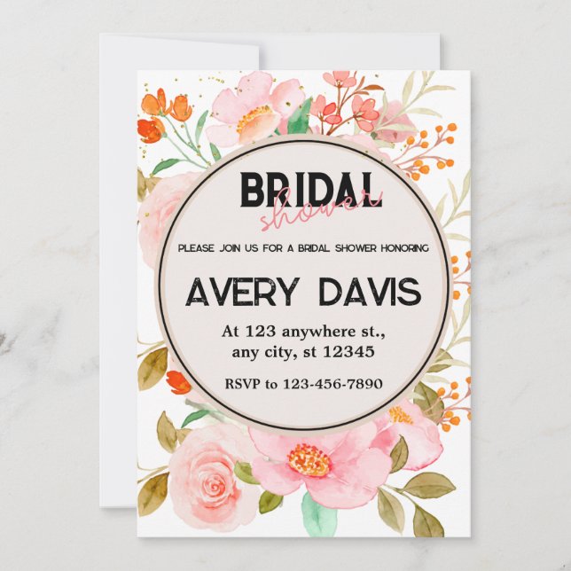 Invitation Fête des mariées Roses rouges, jaunes et roses (Devant)