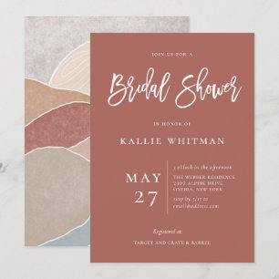 Invitation Fête des mariées rouge du désert de Boho