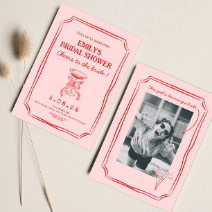 Invitation Fête des mariées rouge rose Bachelorette