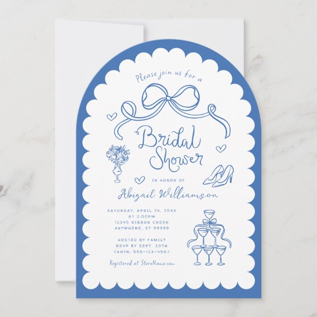 Invitation Fête des mariées rouge rose Whimsical Retro (Devant)