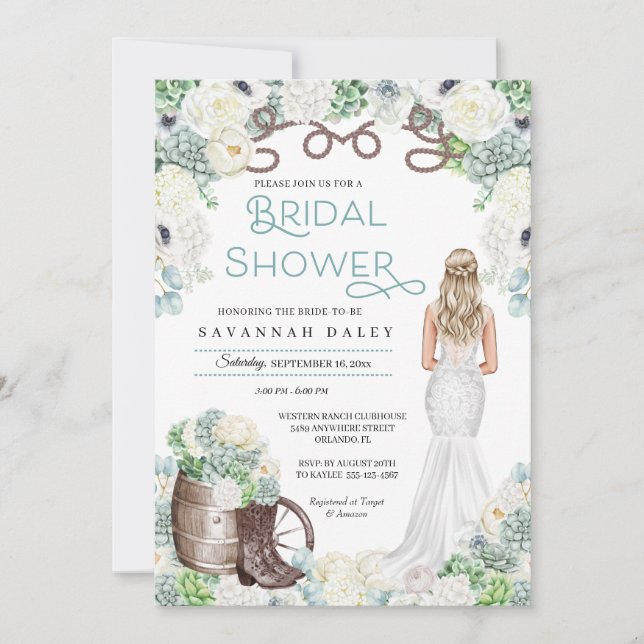 Invitation Fête des mariées Russe Western Cowgirl Boots (Devant)