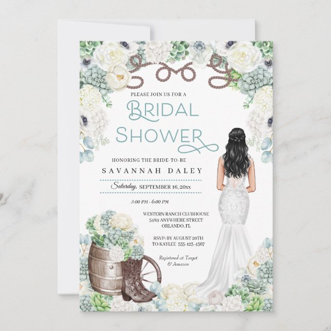 Invitation Fête des mariées Russe Western Cowgirl Boots (Devant)