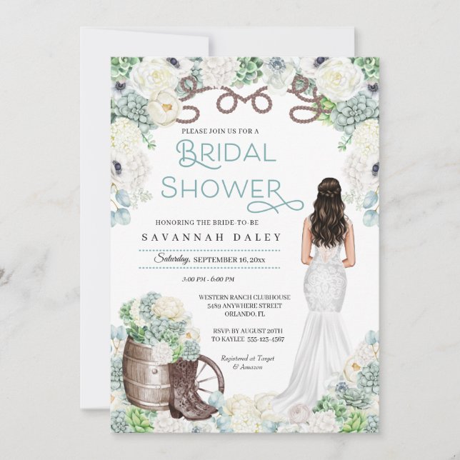 Invitation Fête des mariées Russe Western Cowgirl Boots (Devant)