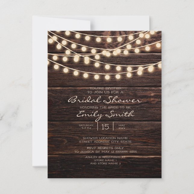Invitation Fête des mariées Rustic Barn Wood String (Devant)