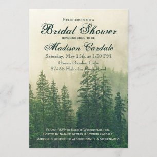 Invitation Fête des mariées Rustic Mountain Forest Pine Trees