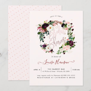 Invitation Fête des mariées rustique, Aquarelle Courbe bordea